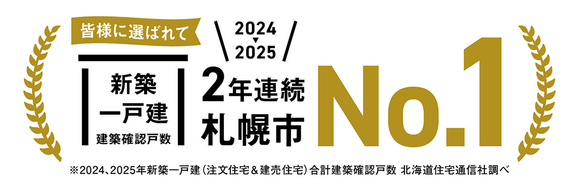 新築一戸建て建築確認個数2年連続札幌市ナンバーワン